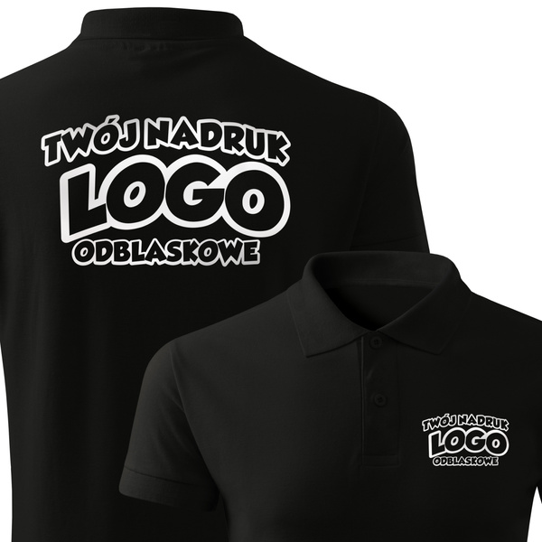 Bawełniana męska koszulka polo z własnym nadrukiem - kolor czarny