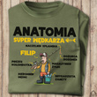Wędkarska koszulka bawełniana T-shirt nadruk IMIĘ - ANATOMIA WĘDKARZA