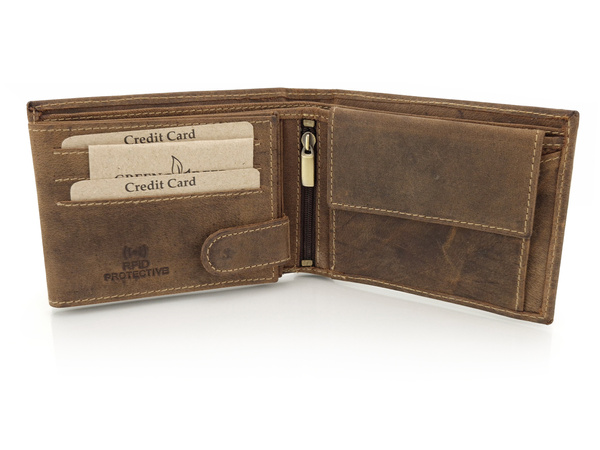Elegancki portfel skórzany męski z ochroną RFID - CIĄGNIK