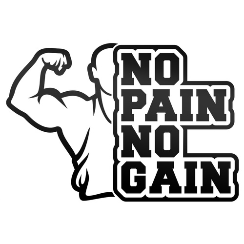 NO PAIN NO GAIN odblaskowa naklejka - czarna