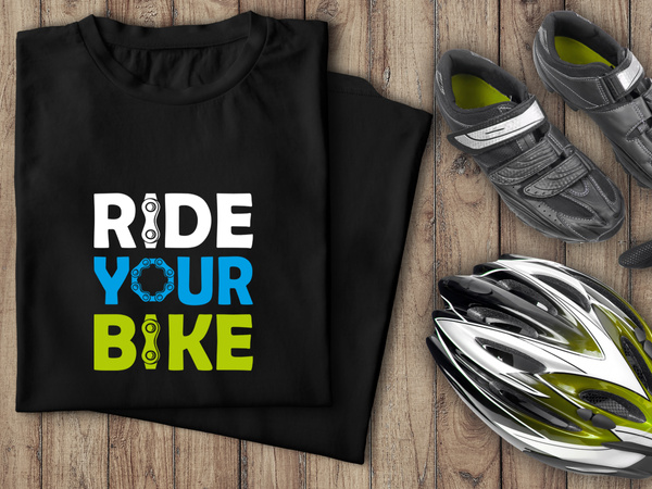 Czarna koszulka T-shirt nadruk RIDE YOUR BIKE