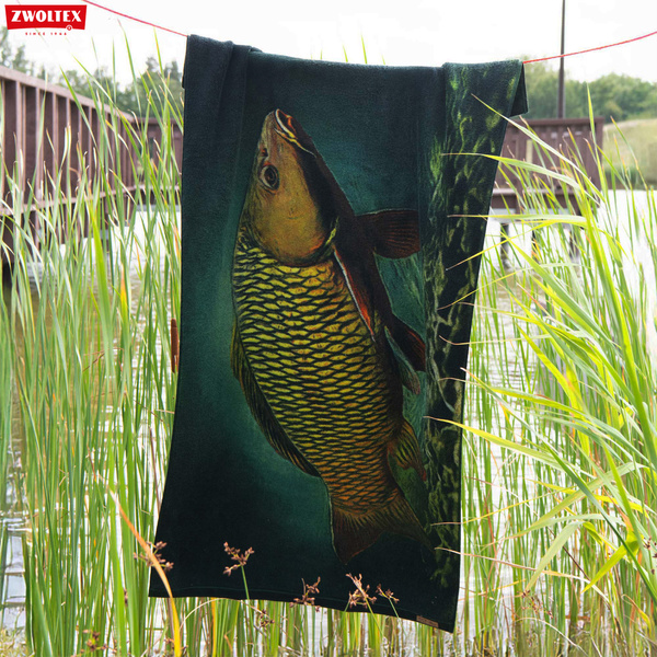 Wędkarski ręcznik bawełniany firmy Zwoltex - wzór Karp - 70x140cm