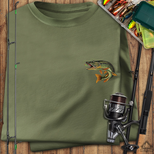 Wędkarska koszulka bawełniana T-shirt z nadrukiem SZCZUPAKA