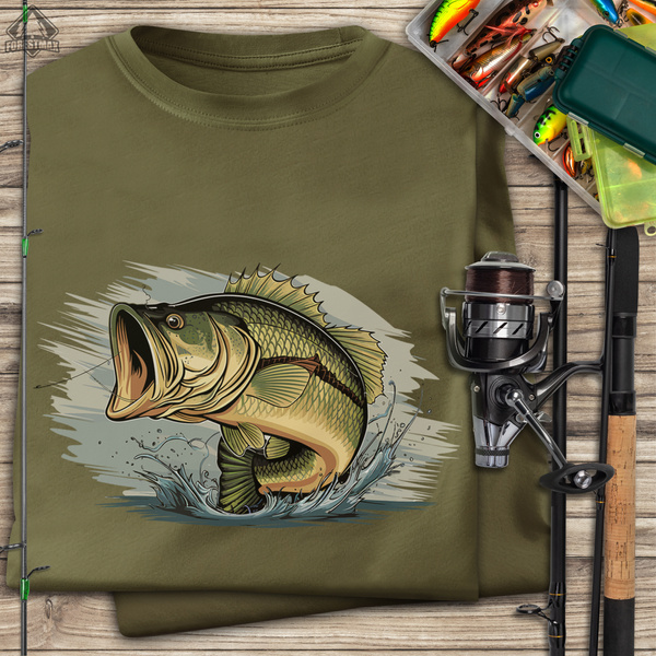 Wędkarska koszulka bawełniana T-shirt z dużym nadrukiem RYBA