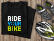 Czarna koszulka T-shirt nadruk RIDE YOUR BIKE