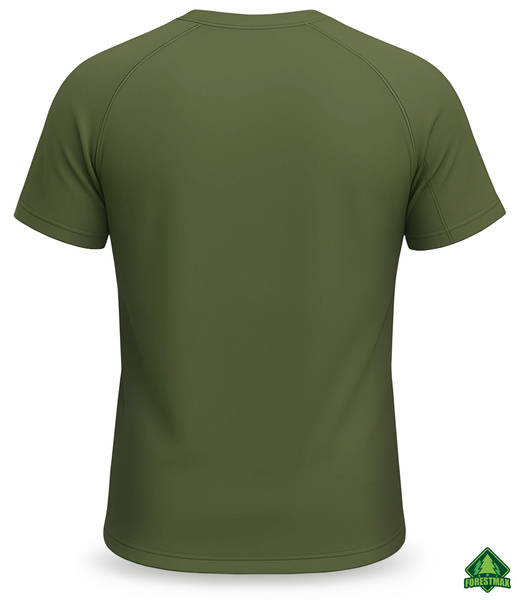 Termoaktywna koszulka wędkarska T-shirt kolor khaki nadruk KARP i TWOJE IMIĘ