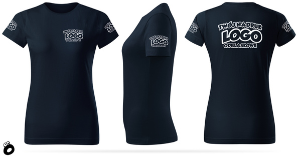 Damska bawełniana koszulka T-shirt z własnym nadrukiem - kolor granatowy