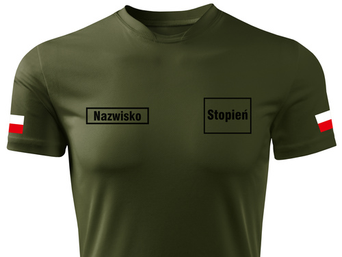 Koszulka wojskowa WOT w kolorze military nadruk NAZWISKO i STOPIEŃ