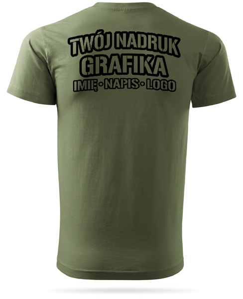 Khaki męska koszulka T-shirt z własnym nadrukiem 
