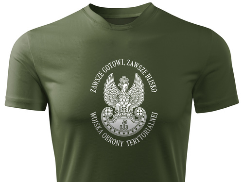 Termoaktywna koszulka wojskowa khaki - nadruk Godło WOT