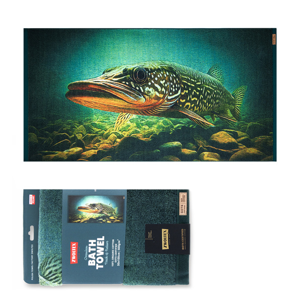 Wędkarski ręcznik bawełniany firmy Zwoltex - wzór Szczupak - 50x100cm