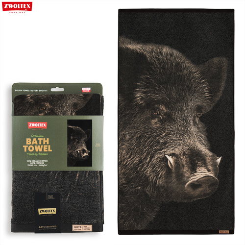 Myśliwski ręcznik bawełniany firmy Zwoltex - wzór Dzik - 70x140cm
