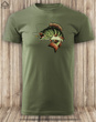 Wędkarska koszulka bawełniana T-shirt z dużym nadrukiem OKOŃ