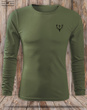 Myśliwska koszulka bawełniana z długim rękawem kolor khaki mały nadruk - WIENIEC