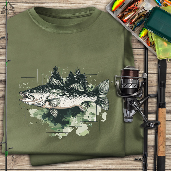Wędkarska koszulka bawełniana T-shirt z dużym nadrukiem RYBA AKWARELA