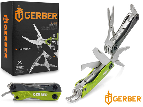 Multitool mini GERBER Dime green - 12 narzędzi