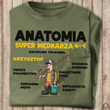 Wędkarska koszulka bawełniana T-shirt nadruk IMIĘ - ANATOMIA WĘDKARZA