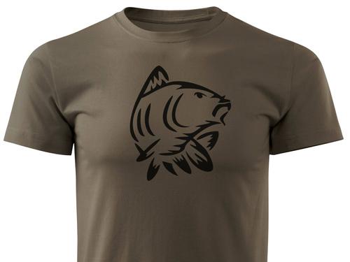 Wędkarska koszulka kolor brązowy duży nadruk - KARP wz. D12