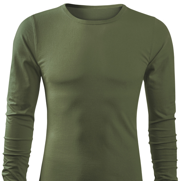 Męska koszulka bawełniana z długim rękawem - khaki roz. XXL