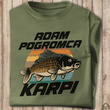 Wędkarska koszulka bawełniana T-shirt nadruk IMIĘ - POGROMCA KARPI