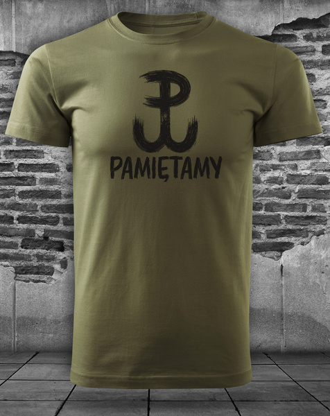 Koszulka patriotyczna T-shirt zieleń wojskowa - POLSKA WALCZĄCA - PAMIĘTAMY
