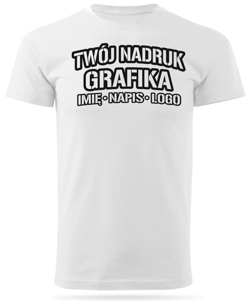 Biała męska koszulka T-shirt z własnym nadrukiem 