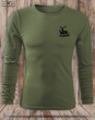 Myśliwska koszulka bawełniana z długim rękawem kolor khaki mały nadruk - BYK z ŁANIĄ