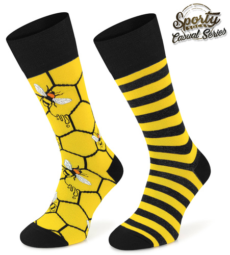 Zestaw kolorowych skarpetek bawełnianych - PSZCZOŁY / 3PAK