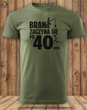 Koszulka wędkarska khaki z nadrukiem - BRANIE ZACZYNA SIĘ PO 40-stce