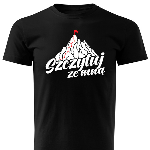 Czarna koszulka T-shirt nadruk SZCZYTUJ ZE MNĄ