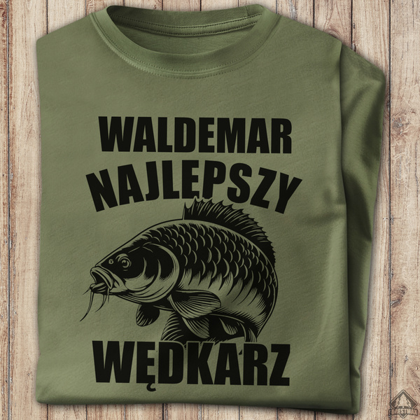 Wędkarska koszulka bawełniana T-shirt nadruk IMIĘ - NAJLEPSZY WĘDKARZ
