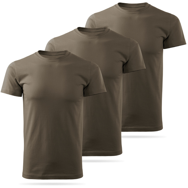 Zestaw bawełnianych koszulek gładkich BRĄZOWYCH - 3 PAK