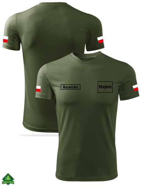 Koszulka wojskowa WOT w kolorze khaki nadruk NAZWISKO i STOPIEŃ