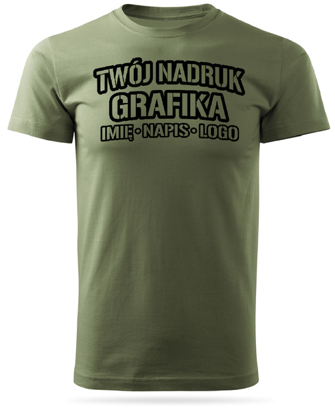 Khaki męska koszulka T-shirt z własnym nadrukiem