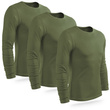 Zestaw 3 sztuk bawełnianych koszulek z długim rękawem - kolor khaki