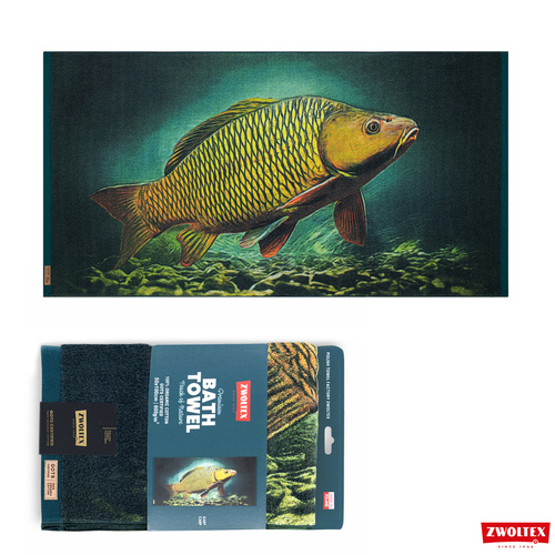 Wędkarski ręcznik bawełniany firmy Zwoltex - wzór Karp - 50x100cm