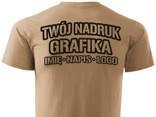 Piaskowa męska koszulka T-shirt z własnym nadrukiem