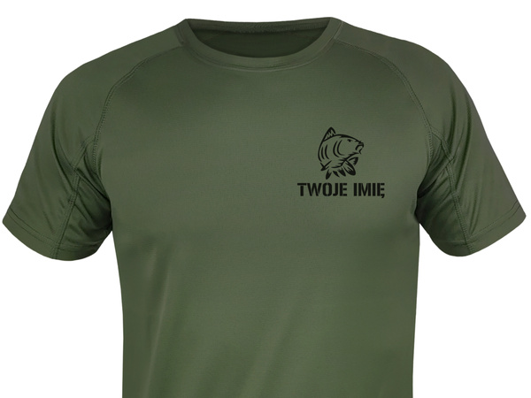 T-shirt termoaktywny khaki - KARP nr 12 + TWOJE IMIĘ