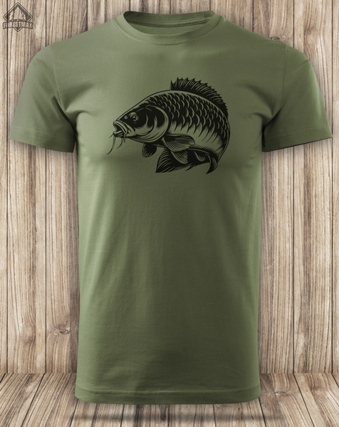 Wędkarska koszulka bawełniana T-shirt z dużym nadrukiem KARP