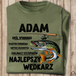 Wędkarska koszulka bawełniana T-shirt nadruk IMIĘ - NAJLEPSZY WĘDKARZ