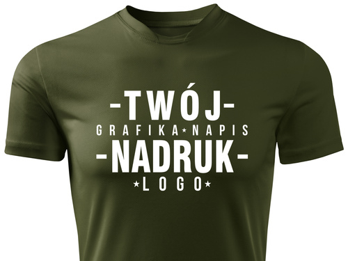 Termoaktywna koszulka outdoorowa z własnym nadrukiem - kolor zieleń wojskowa