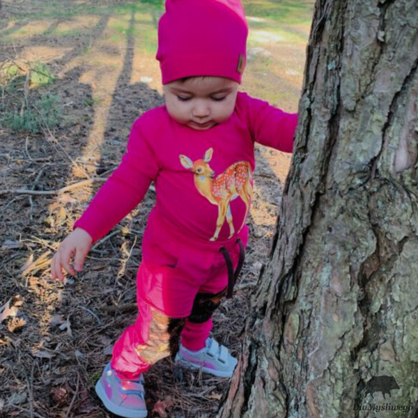 Dziecięca body z długim rękawem, kolor różowy nadruk SARENKA