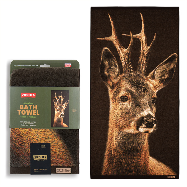 Myśliwski ręcznik bawełniany firmy Zwoltex - wzór Rogacz - 70x140cm