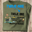 Wędkarska koszulka bawełniana T-shirt nadruk IMIĘ - NAJLEPSZY WĘDKARZ