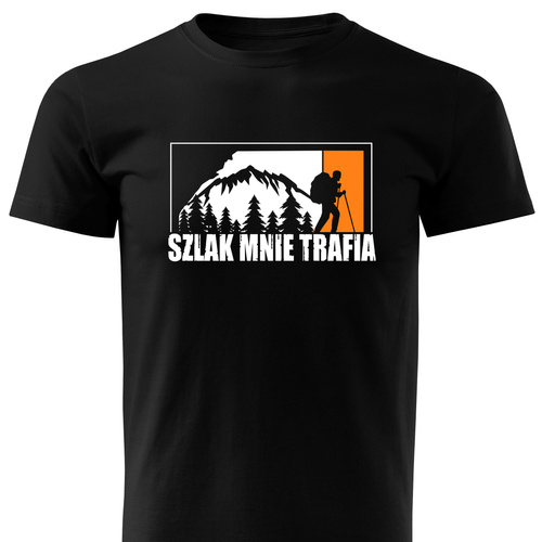 Czarna koszulka T-shirt nadruk SZLAK MNIE TRAFIA