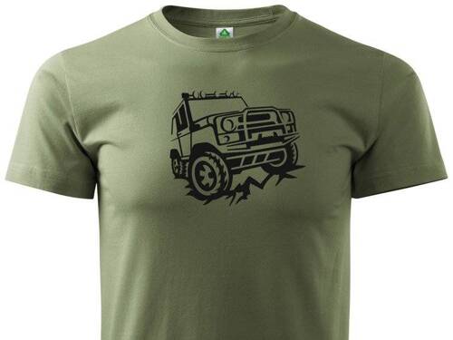 Koszulka T-shirt nadruk OFF ROAD - UAZ - khaki