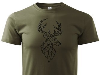Koszulka T-shirt z myśliwskim nadrukiem geometrycznym Byk