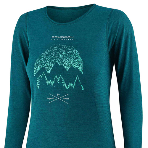 Termoaktywna koszulka damska BRUBECK Outdoor Wool Pro zielona - góry
