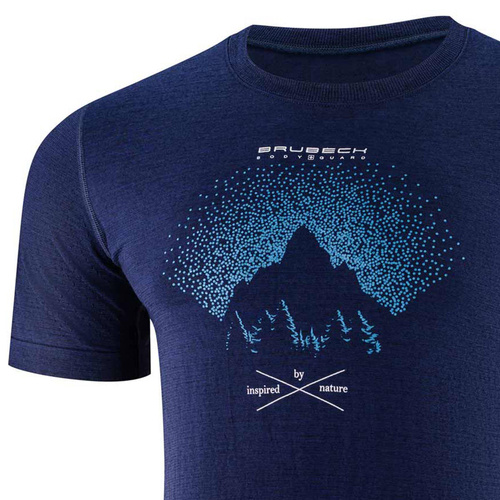 Termoaktywny T-shirt BRUBECK Outdoor Wool Pro ciemnoniebieskie - Góry