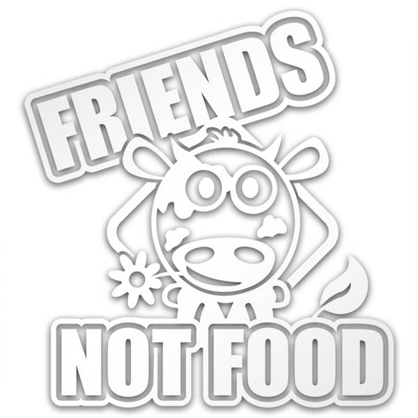 FRIENDS NOT FOOD odblaskowa naklejka - srebrna
